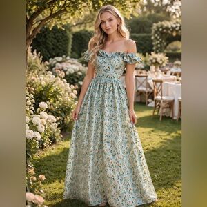 AGUA BY AGUA BENDITA Espliego Diente De Leon Amanecer Multi Color Maxi Dress NWT